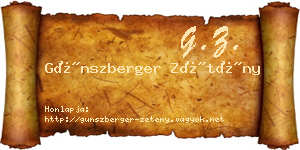 Günszberger Zétény névjegykártya